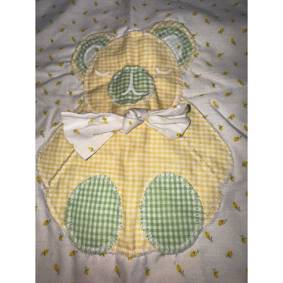 ⭐️Vintage Crib Pillowcase-yellow Rosebuds-yellow Gingham- Teddy Bear - Picture 2 of 5